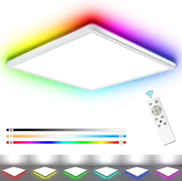 Plafonnier carré LED 28W avec télécommande à changement de couleur RVB, chambre à coucher, salon, lumière à intensité variable Bluetooth