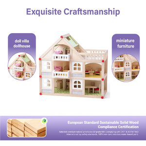 <span class=keywords><strong>ANNA</strong></span> & BECK Ensemble de jouets en bois durables faits à la main pour enfants de 2 à 7 ans, château/villa éducatif à construire soi-même, 55x26x52cm - Product Image 3