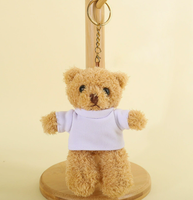 Porte-clés en peluche ours en tissu imprimé avec logo, mini 4 pouces, personnalisé, populaire, vente en gros, jouets Songshan, cadeaux