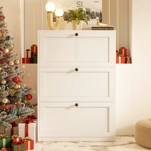 Тумба для обуви с 3 откидными ящиками, обувница с регулируемой полкой, узкий отдельностоящий скрытый органайзер для обуви для прихожей и квартиры - Product Image 1