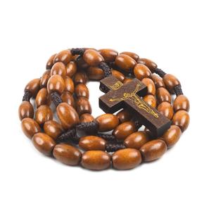 Fatti a mano 12x8mm <span class=keywords><strong>Perline</strong></span> di <span class=keywords><strong>Legno</strong></span> All'ingrosso Cattolica Rosario Religioso Collana Con Ciondolo Croce - Product Image 4
