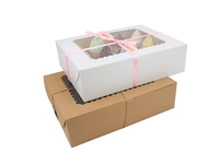 Boîtes d'emballage pour cupcakes et tartelettes aux œufs, personnalisées, en papier alimentaire, 12 pièces, avec fenêtre transparente, écologiques