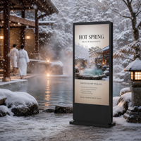 Layar LCD Digital Signage Luar Ruangan 43 49 55 65 Inci, 2500-5000 Nits, Mesin Periklanan Tahan Sinar Matahari, Layar Menghadap Jendela