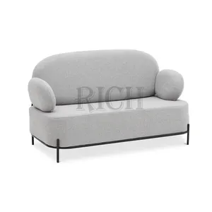 Zeitgenössische Wohnzimmer Sofas graue Couch und Loves eat Couch hellgrau Leinen Stoff 2-Sitzer kleines Sofa Loves eat