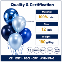 60 ballons bleu perle en alliage chromé de 12 pouces, ballons en latex bleu marine, utilisés pour la décoration de fête prénatale et d'anniversaire