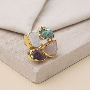 Boho Style Gold Plated Brass <b>Turquoise</b> <b>Ring</b> For Women With Adjustable Open Band Statement Fashion Jewelry Accessory For Daily - Product Image 5
