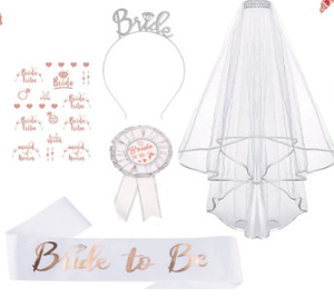 Bronze Rose Or Voile Alphabet Bannière Bandeau Ceinture De Cérémonie Ensemble pour Bachelorette Party Mariage Mariée Élégant Voile De Mariée - Product Image 3