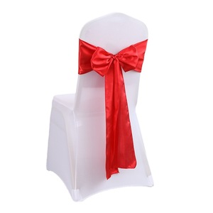 Suministro Directo de Fábrica: Funda para Silla de Hotel, Boda, Banquete, con Lazo de Flores y Cinta de Seda de Colores - Product Image 5