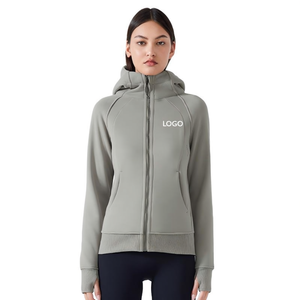 Sweat à capuche de maternité en polaire chaud pour femme, veste légère zippée, respirante, extensible dans les quatre sens, couleur unie, vêtement d'automne avec poignets pour les pouces - Product Image 1