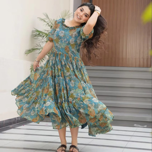 Vestido de estilo completo para mujer de excelente calidad CDesirable hecho con telas de imitación Georgette con estampado de proveedor indio - Product Image 1