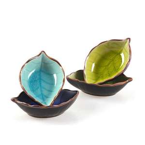 Plats en céramique durables en forme <span class=keywords><strong>de</strong></span> <span class=keywords><strong>feuille</strong></span> pour sauce <span class=keywords><strong>soja</strong></span>, vinaigre, plats à tremper pour fondue, plat à assaisonnement polyvalent pour cuisine et restaurant - Product Image 4