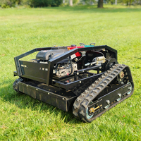 Tondeuse à gazon robotisée télécommandée, homologuée CE EPA, pour tous terrains, avec chenilles en caoutchouc agricoles