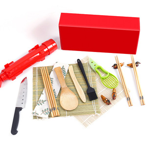 Sushi Tool Set With <b>Rolling</b> <b>Mat</b> Wooden Knife Sushi Tube Mold For Homemade Japanese Sushi Making - Product Image 5