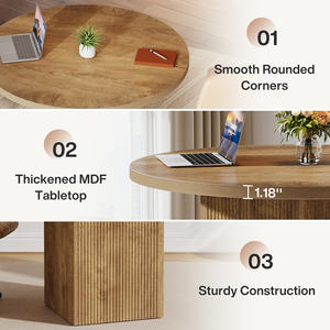 Table de conférence en bois de 31,5 pouces, design de piédestal cannelé, gain de place, écologique, construction durable pour les petits espaces - Product Image 5