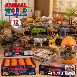 Ensemble de 12 jouets en PVC en forme d'œufs d'animaux avec figurines sauvages, puzzle éducatif DIY pour enfants de 3 à 6 ans - Product Image 2