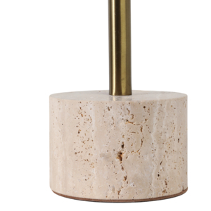 Travertine Top <b>Side</b> <b>Table</b> With Brass Stem And Stone Base For Modern Home Decor - Product Image 5