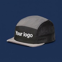 Casquette de course et de camping 5 panneaux en nylon imperméable, respirante, séchage rapide, réfléchissante, avec logo personnalisé, légère, pour sports de plein air, vente en gros OEM