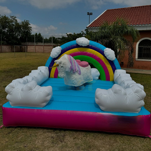 Jeu gonflable extérieur de rodéo de licorne d'arc-en-ciel avec la <span class=keywords><strong>machine</strong></span> mécanique de taureau fou d'équitation de taureau de matelas pour la <span class=keywords><strong>location</strong></span> de partie - Product Image 1