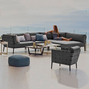 Nouveau rétro mobilier d'<span class=keywords><strong>extérieur</strong></span> en rotin <span class=keywords><strong>chaise</strong></span> <span class=keywords><strong>longue</strong></span> avec <span class=keywords><strong>pouf</strong></span> et table de salon canapé banc de jardin - Product Image 1