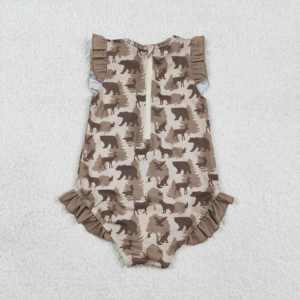 S0599 RTS Ensemble de bain sans manches pour petite fille, motif camouflage marron animaux, vente en gros pour enfants - Product Image 2