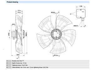 Ventilador axial de CA de 630 mm ebm-papst A8D630-AN01-01, ventilador de refrigeración industrial de alta resistencia para sistemas HVAC y torres de enfriamiento - Product Image 2