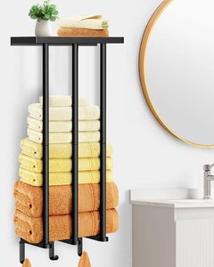 <span class=keywords><strong>Porte</strong></span>-serviettes mural en métal grande capacité à double barre, 3 crochets, multifonction, pour serviettes roulées ou pliées, <span class=keywords><strong>petit</strong></span> modèle - Product Image 1
