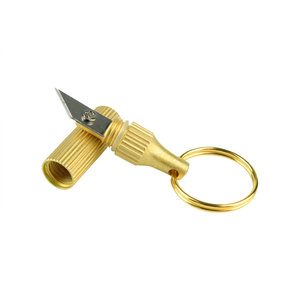 Couteau de gravure portable à poignée en laiton, lame en acier de 10 mm, manche de 20 mm, outil DIY OEM pour la sculpture et l'ouverture de colis - Product Image 1