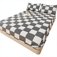 Housse de matelas en velours de lait d'hiver, housse de lit de luxe, taie d'oreiller, drap de lit trois pièces