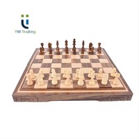 YUMING Deluxe 2 en 1 Jeu d'échecs et de backgammon en bois Série incrustée de style classique pour le divertissement