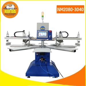 DGRUIDA Machine de sérigraphie rotative automatisée à <span class=keywords><strong>8</strong></span> stations, 2 couleurs, pour T-shirts, vêtements et textiles, bleue - Product Image 1