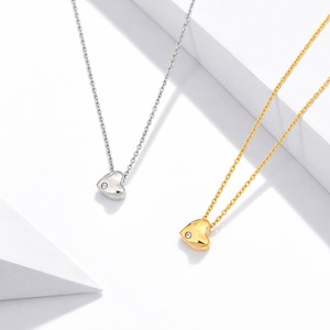 สร้อยคอจี้เพทายสแตนเลสชุบทอง 14K แบบสุญญากาศ มีตัวเลือกสีทองและสีเงิน - Product Image 1