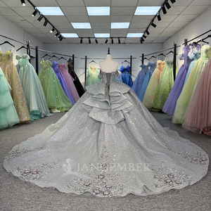 Vestidos de Quinceañera con Lentejuelas Plateadas Brillantes, Vestidos de Fiesta de 16 Años con Borlas, Vestidos de Graduación Dy6848 - Product Image 6