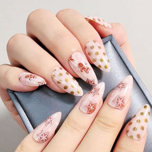 Meilleure qualité noël presse sur kit d'ongles avec colle et lime à ongles court amande mignon <span class=keywords><strong>faux</strong></span> ongles avec des conceptions ongles d'hiver - Product Image 4