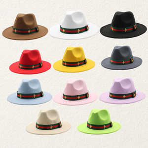 Envío gratis al por mayor de lujo de diseñador vintage occidental <span class=keywords><strong>Rosa</strong></span> Panamá mujeres hombres de lana de fieltro sombreros de lana hombres con logotipo personalizado - Product Image 1