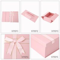 Boîte cadeau pliable personnalisée en deux parties avec couvercle et base, ruban en satin, nœud et bordure dorée, en stock, vente en gros pour fête d'anniversaire