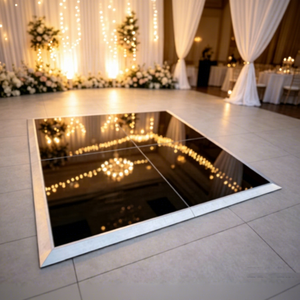 Panneaux de plancher de danse en contreplaqué noir effet miroir avec cadre en aluminium pour événements et mariages - Vente en gros - Product Image 1