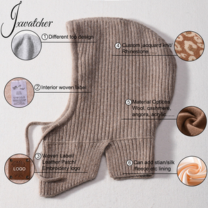 Jxwatcher Doux Cachemire Écharpe à <span class=keywords><strong>Capuche</strong></span> avec Doublure en Soie, Cagoule Unisexe Crâne Personnalisée, <span class=keywords><strong>Bonnet</strong></span> d'Hiver en Maille Doublé Satin pour Femme - Product Image 6