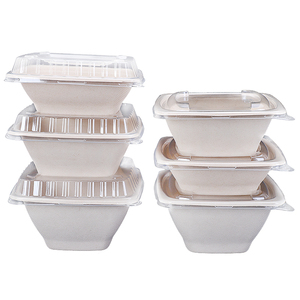 Phân hủy sinh học Takeaway vuông <span class=keywords><strong>container</strong></span> thực phẩm salad Bowl dùng một lần bã mía <span class=keywords><strong>container</strong></span> với nắp - Product Image 6