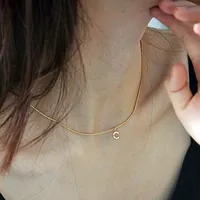 EManco Dropshipping - Collar Personalizado con Iniciales y Cadena de Serpiente Plana de Acero Inoxidable, Joyería para Mujer, Venta al por Mayor
