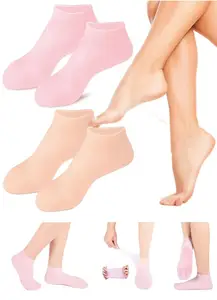 OEM silicona pie Spa pedicura hidratante calcetines suaves y antideslizantes para seco áspero agrietado pies