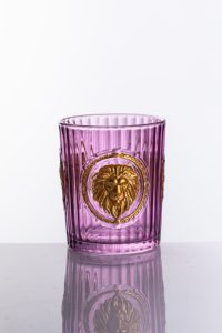 Verre à boire en verre pressé multicolore à motif de tête de <span class=keywords><strong>lion</strong></span> en relief, fabrication artisanale, placage par pulvérisation, verre à whisky pour l'eau, le lait, la bière, le jus - Product Image 3