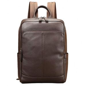 Wholesale Custom Genuine <b>Leather</b> Unisex Waterproof Zipper <b>Large</b> Capacity <b>Backpack</b> USB Business Casual Laptop Use Outdoor Travel - Product Image 1