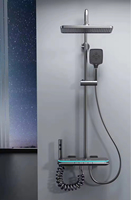 Ensemble de mitigeur de douche à effet pluie avec affichage numérique thermostatique, aluminium spatial poli, montage mural, robinet à touches de piano pour salle de bain, hôtel, maison
