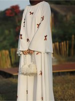 Mode islamique, vêtements pour femmes musulmanes, abaya fermée, abaya à nœud, robe décontractée ample pour femmes musulmanes, robe islamique blanche à manches trompette pour femmes