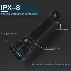 Linterna de Buceo de Alta Potencia al por Mayor, Lámpara de Metal Impermeable, 3*T6, Linterna LED Recargable - Product Image 3