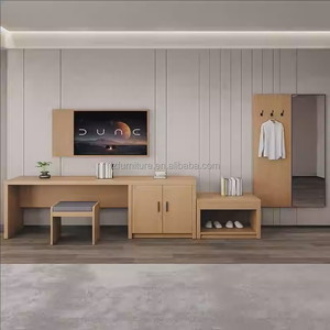 Cozy Hotel Bedroom Sets Customize Queen King Upholstered Bed <b>with</b> Wooden Headboard Panel Nightstand Closet <b>Desk</b> for 3 Star Hotel - Product Image 2