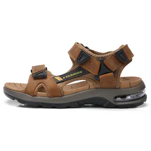 Pantofole da uomo estive in vera pelle gladiatore sandalo da spiaggia morbido e confortevole scarpe da passeggio all'aperto <span class=keywords><strong>sandali</strong></span> da uomo in pelle - Product Image 1