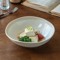 Bol à salade en céramique rustique de 7 pouces, bol irrégulier à ouverture large, vaisselle, utilisation domestique, bols à dîner en porcelaine, vaisselle de table
