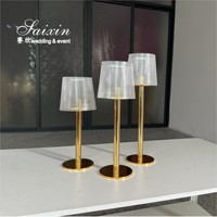 Hot Sale Hochzeit Mittelstücke 3 Stück Set Lampen schirme Kerzenhalter Gold Kerzenhalter