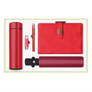 Ideas de nuevos productos 2024 Venta caliente con botella de vacío Caja de regalo de gama alta para hombres con bolígrafo Notebook U Disk y paraguas